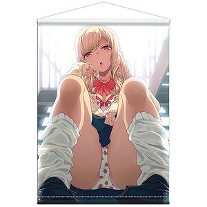 [40原] 描き下ろし 「嫌な顔されながらクラスのギャルにおパンツ見せてもらいたい」 `校舎裏の非常階段` 黒ギャル B2タペストリー (キャラクターグッズ)