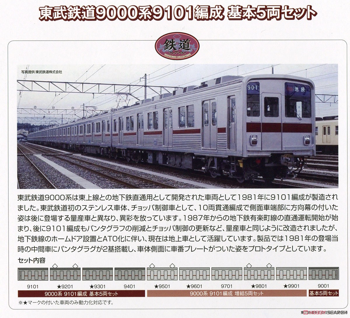 鉄道コレクション 東武鉄道 9000系 9101編成 基本5両セット (基本5両セット) (鉄道模型) 解説1