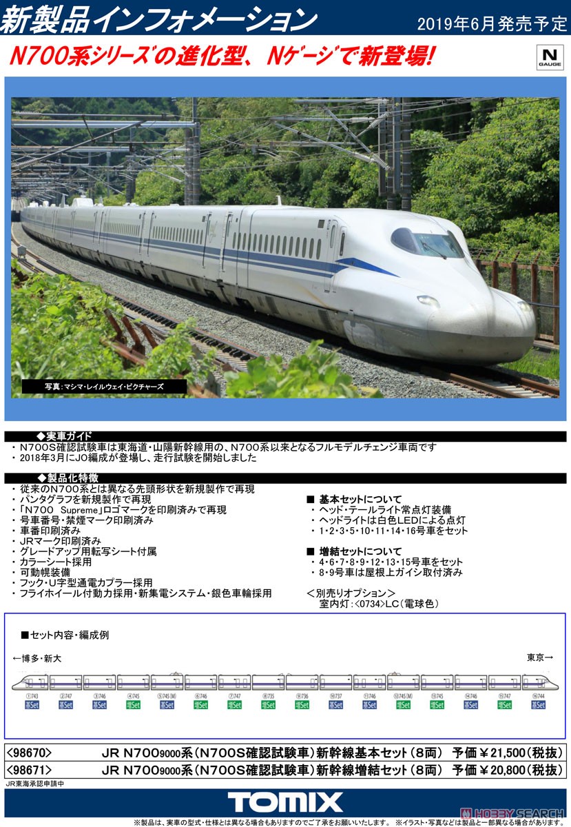 JR N700-9000系 (N700S確認試験車) 基本セット (基本・8両セット) (鉄道模型) 解説1