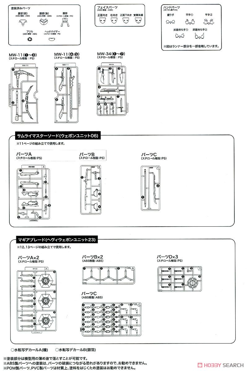 Frame Arms Girl & Weapon Set (Jinrai Ver.) (Plastic model) Assembly guide15