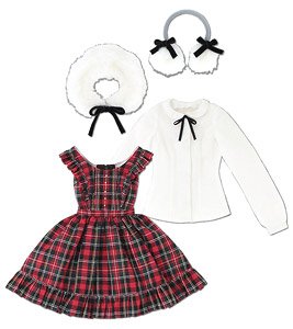 AZO2 Classical Check Jumper Dress Set (Red Check) (Fashion Doll)