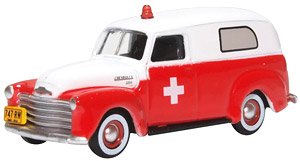 (HO) シボレー パネルバン 1950 救急車 (レッド/ホワイト) (鉄道模型)