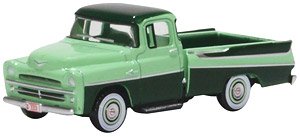 (HO) Dodge D100 Sweptside Pickup 1957 (Forest Green / Misty Green) (Model Train)