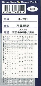 所属標記 E233系中央線・八高線用 (Tomix対応/インレタ) (一式入) (鉄道模型)