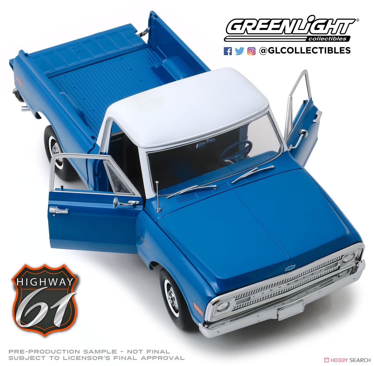 Highway 61 - 1970 Chevrolet C-10 with Lift Kit - Dark Blue Poly (ミニカー) 商品画像3