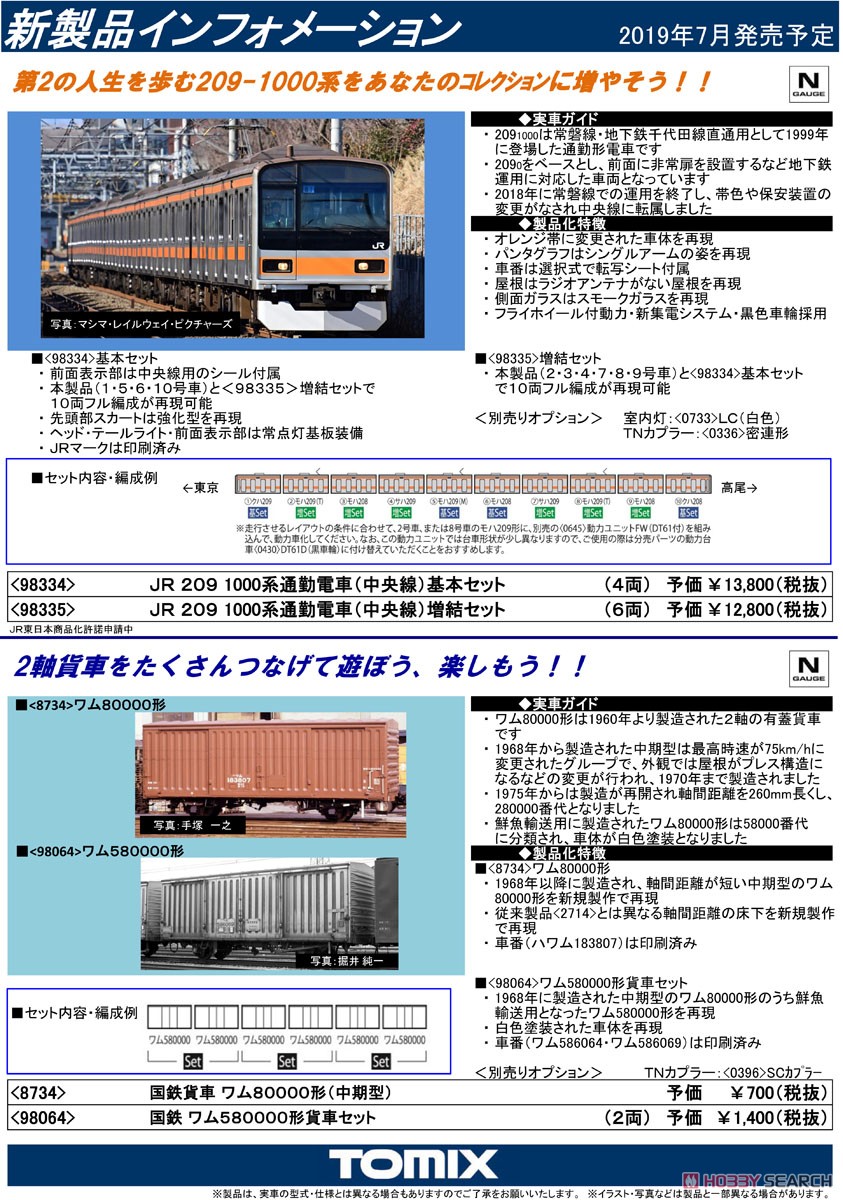JR 209-1000系 通勤電車 (中央線) 基本セット (基本・4両セット) (鉄道模型) 解説1