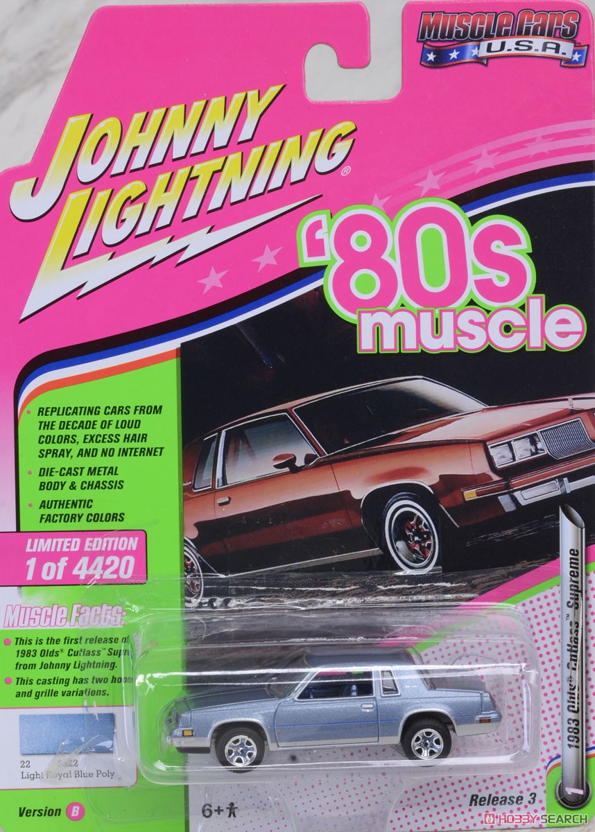 JL 1983 Oldsmobile Cutlass Superme (80`s Muscle) Light Royal Blue Poly (ミニカー) パッケージ1