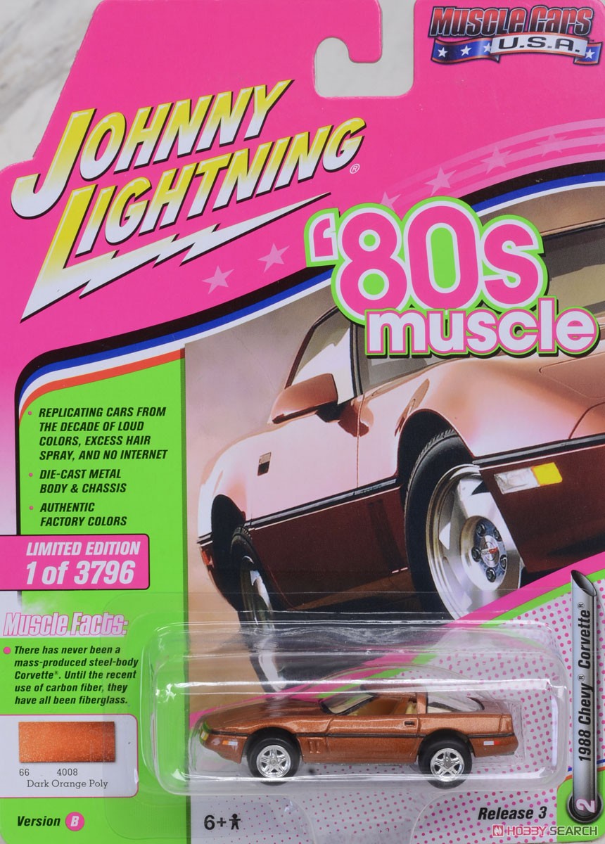 JL 1988 Chevrolet Corvette (80`s Muscle) Dark Bronze Metallic (ミニカー) パッケージ1