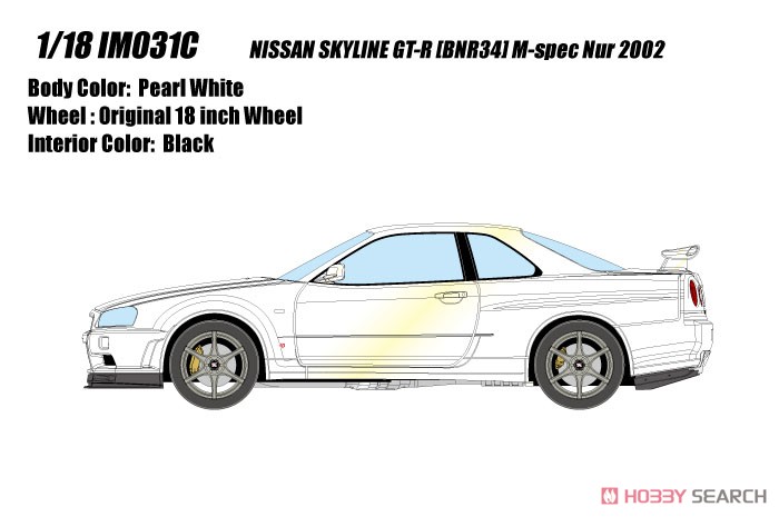 Nissan Skyline GT-R (BNR34) M-Spec Nur 2002 White Pearl (Diecast Car) Other picture1