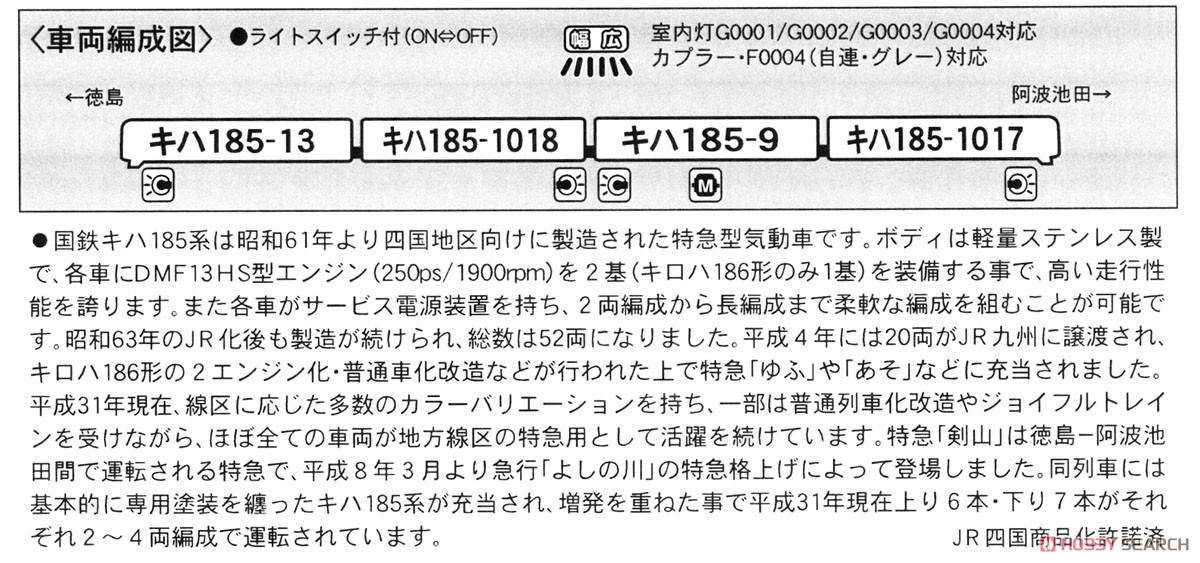 キハ185系 特急 剣山 (4両セット) (鉄道模型) 解説1