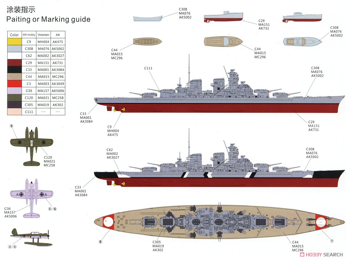 German Battleship H-Class Hutten (Plastic model) Color1