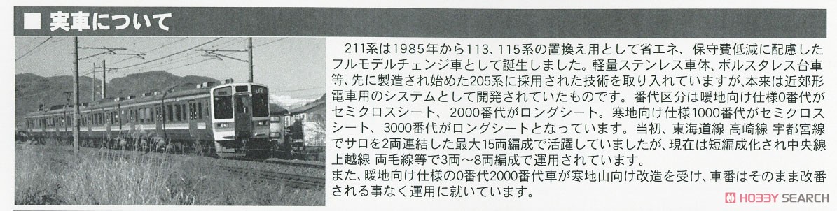 16番(HO) 211系 2000番代 クハ211 2000・クハ210 2000 未塗装プラスチックボディーキット (2両・組み立てキット) (鉄道模型) 解説1