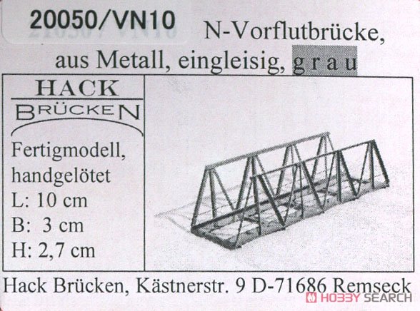 VN10 Pony Truss Iron Bridge (Single Track) Gray (Model Train) Package1