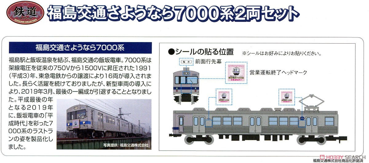 鉄道コレクション 福島交通 さようなら7000系 (2両セット) (鉄道模型) 解説1