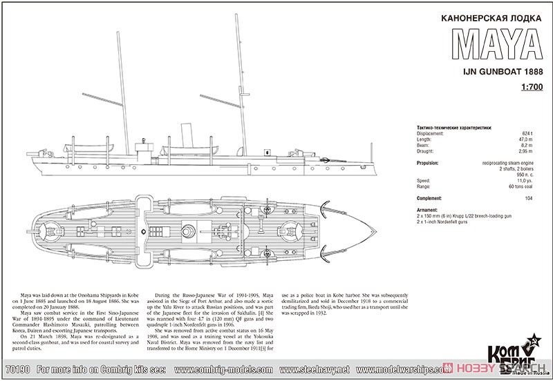 日・砲艦「摩耶」・1888 (プラモデル) その他の画像1