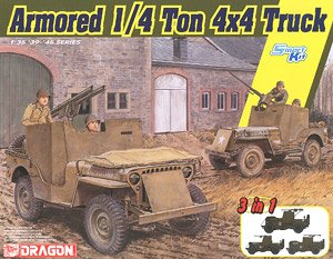 Armored 1/4-Ton 4x4 Truck w/.50-cal Machine Gun (3 in 1) (Plastic model)