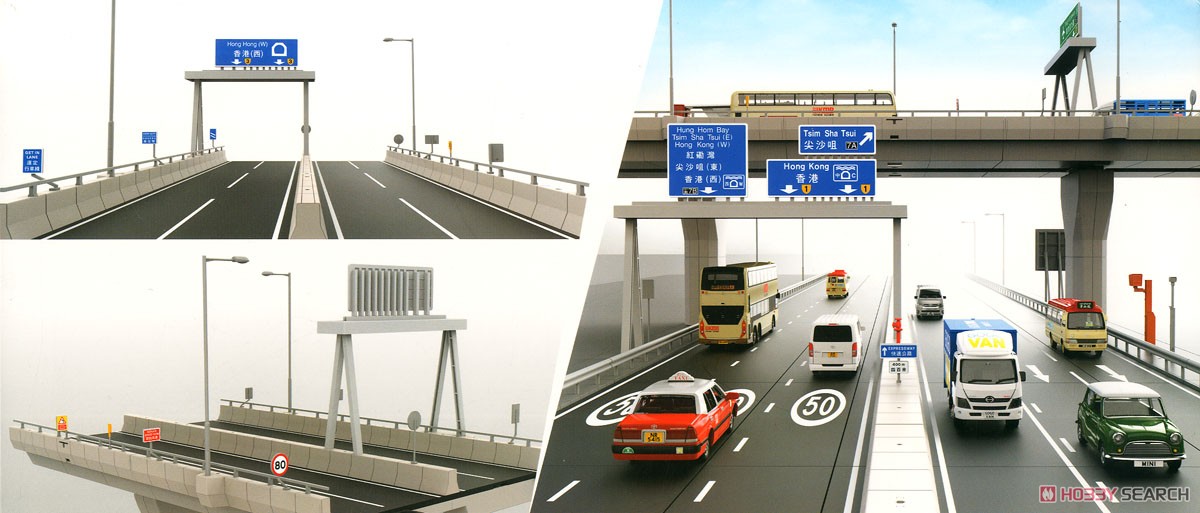 Tiny City Bd14 高架橋(高速道路) ジオラマ 青衣島、九龍方面 案内標識付き (ミニカー) その他の画像3