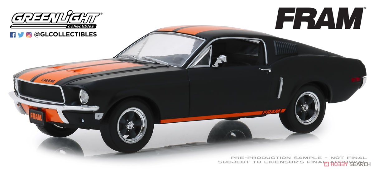 1968 Ford Mustang GT Fastback - Fram Oil Filters - Black with Orange Stripes (Diecast Car) Item picture1
