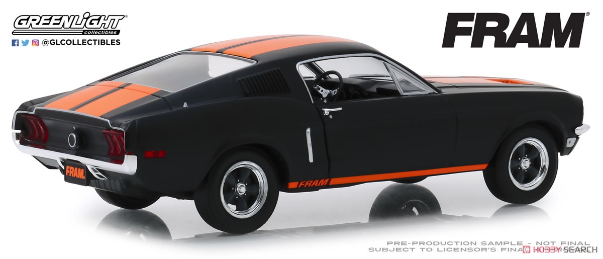 1968 Ford Mustang GT Fastback - Fram Oil Filters - Black with Orange Stripes (Diecast Car) Item picture2