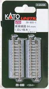 UNITRACK 直線線路 64mm ＜白い枕木＞ (2本入り) (鉄道模型)