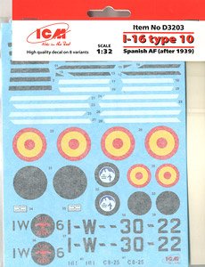 Decal Set for Polikarpow I-16 Type10 Spanish Republic Air Force (After 1939) (Decal)