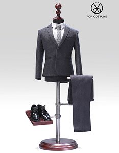 Male Stripe Suits Set 2.0 for Narrow Shoulder Gray (Fashion Doll)