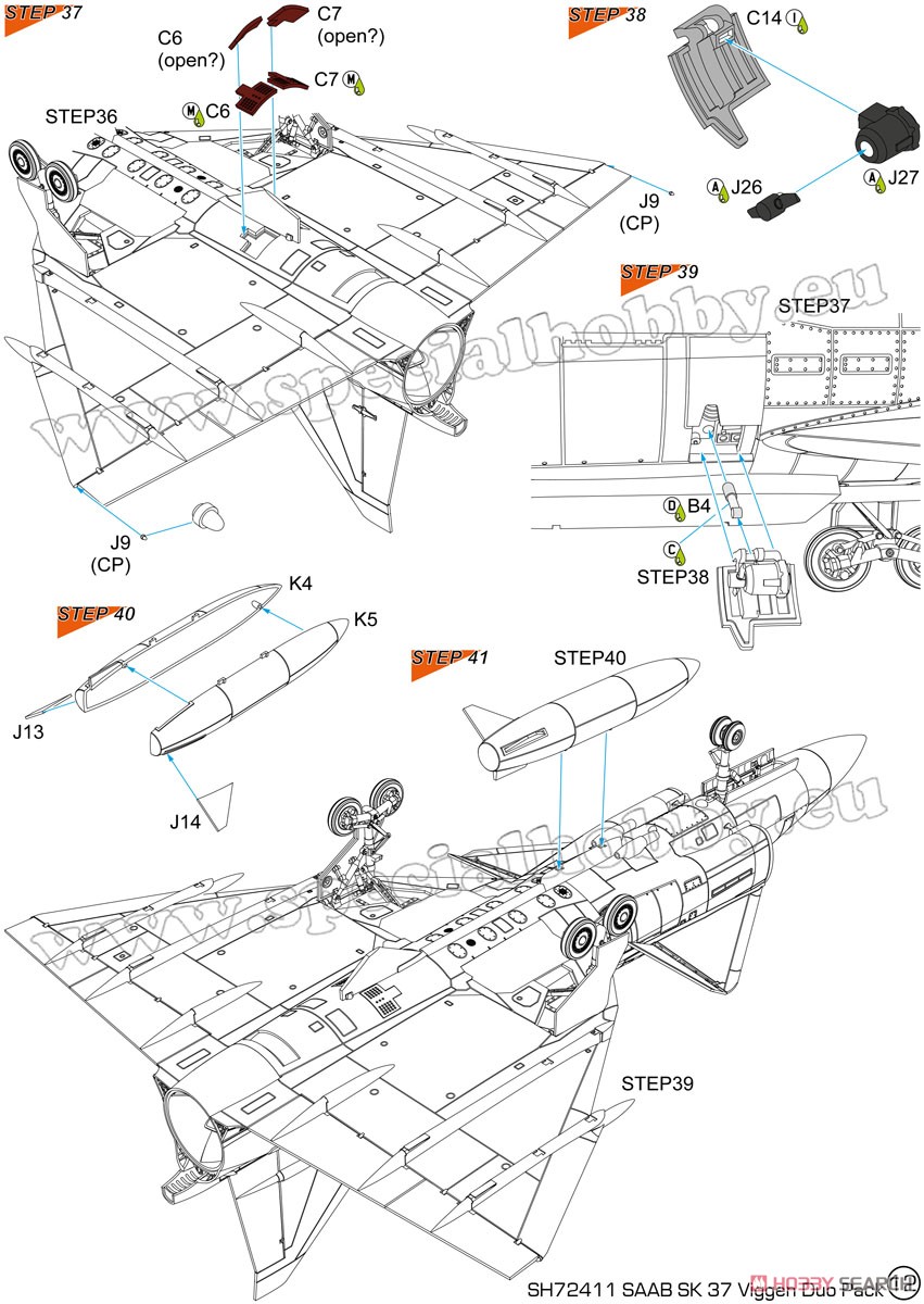 サーブ37 ビゲン・AJ-37&SK-37・2機入り・資料写真書付き (プラモデル) 英語設計図1