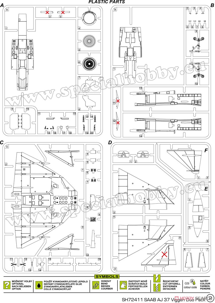 サーブ37 ビゲン・AJ-37&SK-37・2機入り・資料写真書付き (プラモデル) 設計図10