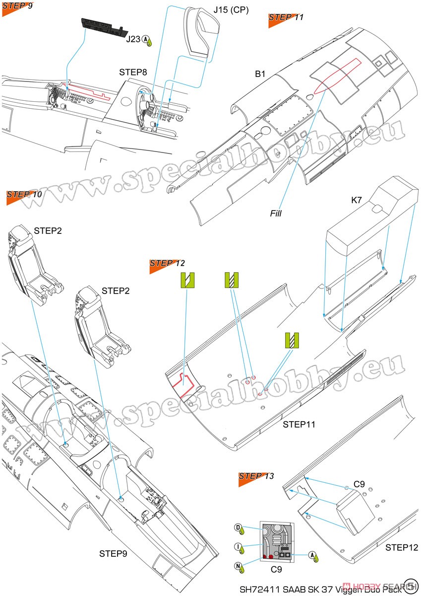 サーブ37 ビゲン・AJ-37&SK-37・2機入り・資料写真書付き (プラモデル) 設計図14