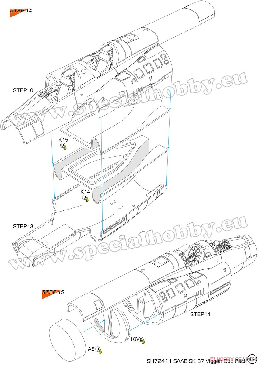 サーブ37 ビゲン・AJ-37&SK-37・2機入り・資料写真書付き (プラモデル) 設計図15