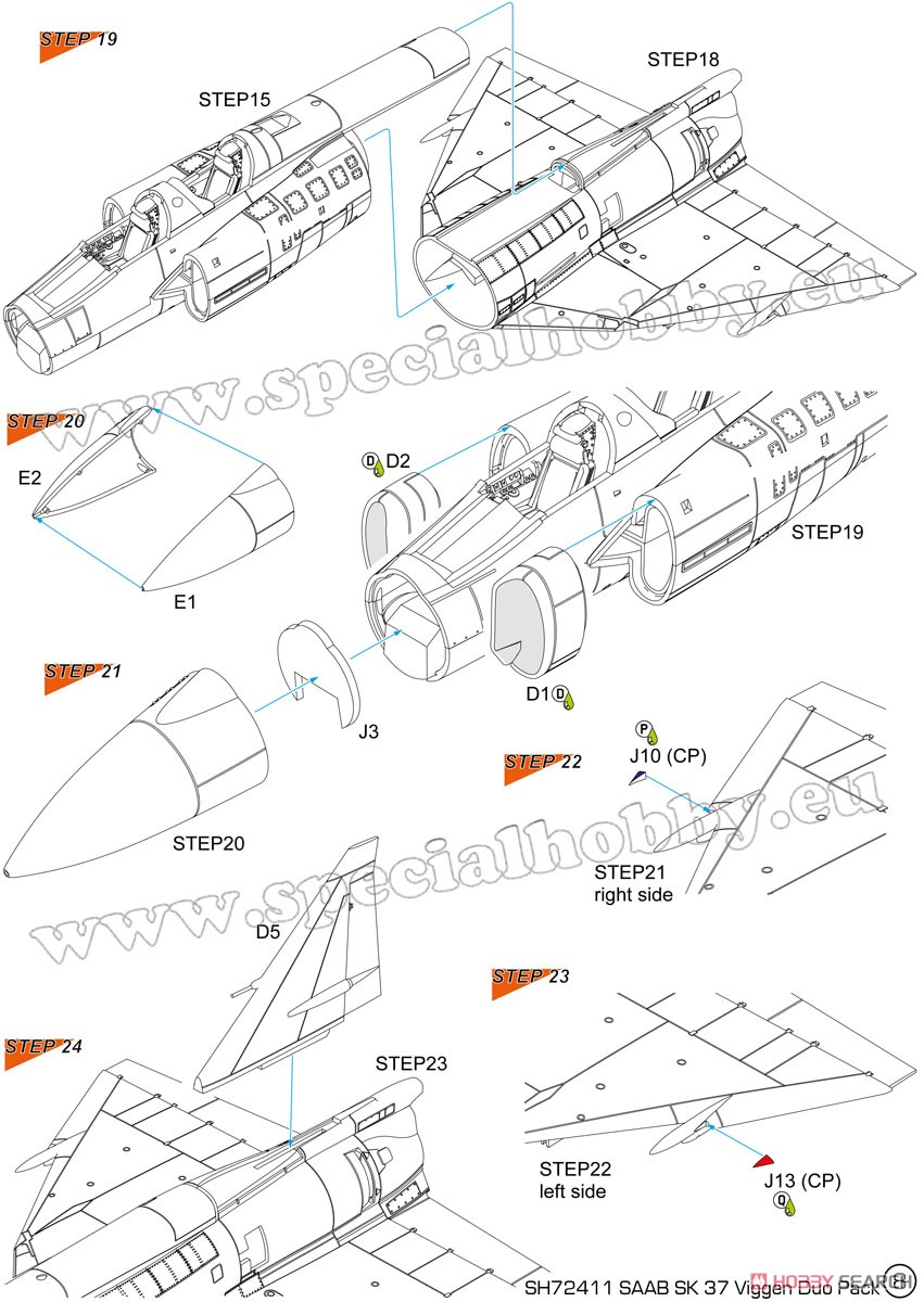 サーブ37 ビゲン・AJ-37&SK-37・2機入り・資料写真書付き (プラモデル) 設計図17