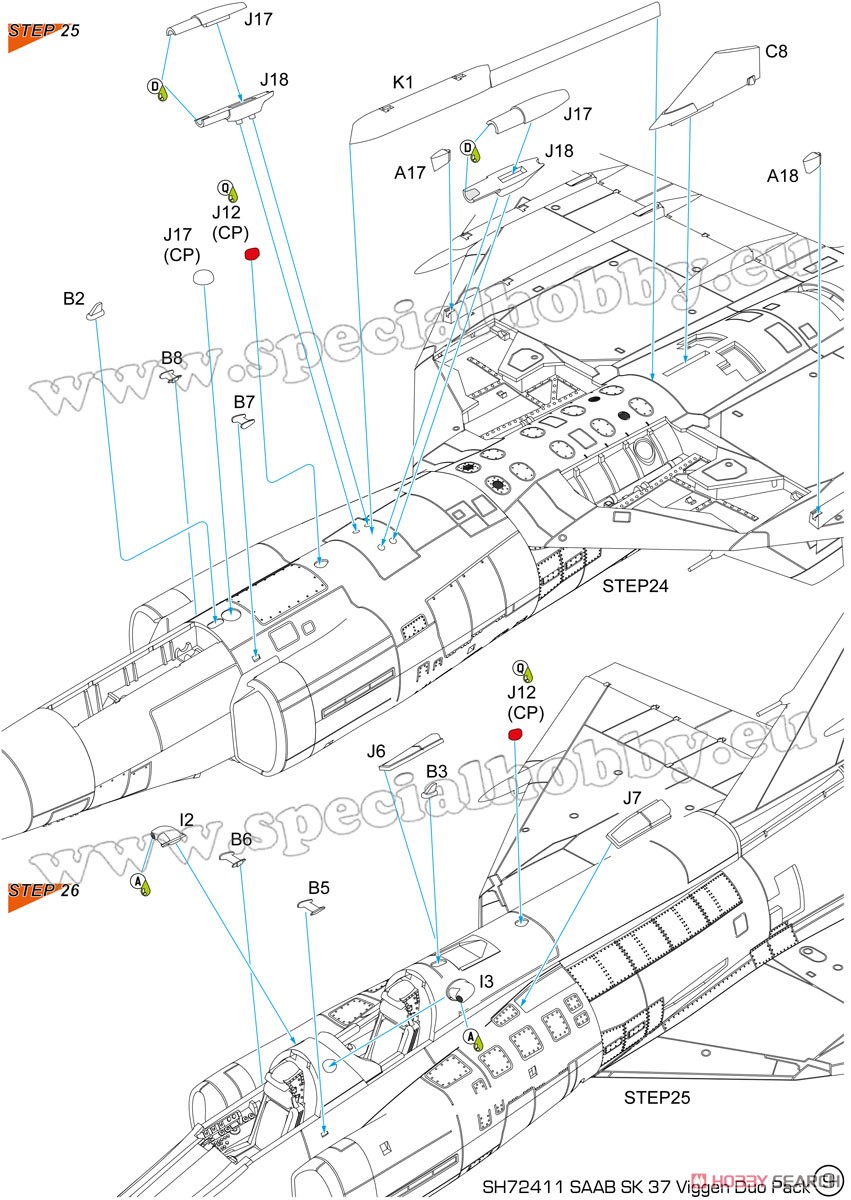 サーブ37 ビゲン・AJ-37&SK-37・2機入り・資料写真書付き (プラモデル) 設計図18