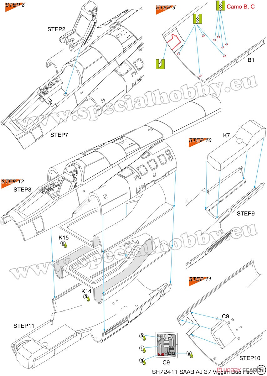 サーブ37 ビゲン・AJ-37&SK-37・2機入り・資料写真書付き (プラモデル) 設計図2