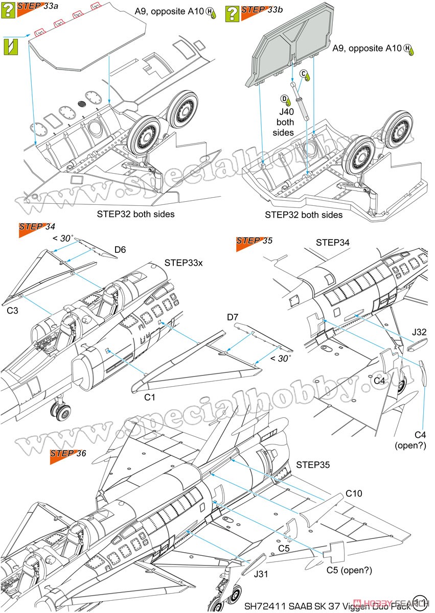 サーブ37 ビゲン・AJ-37&SK-37・2機入り・資料写真書付き (プラモデル) 設計図20