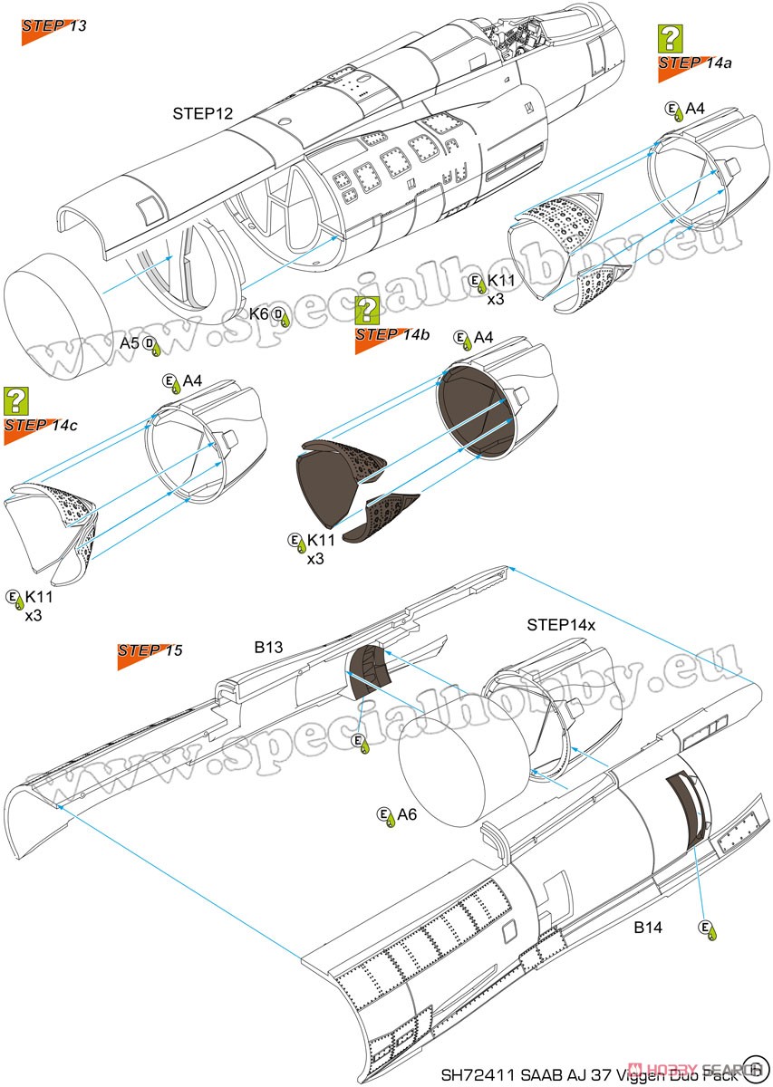 サーブ37 ビゲン・AJ-37&SK-37・2機入り・資料写真書付き (プラモデル) 設計図3