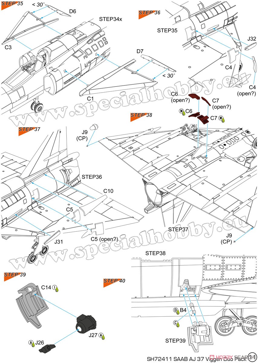 サーブ37 ビゲン・AJ-37&SK-37・2機入り・資料写真書付き (プラモデル) 設計図8