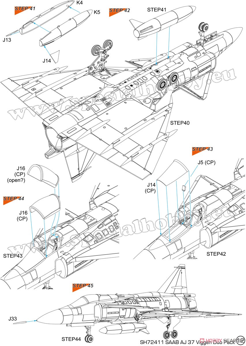 サーブ37 ビゲン・AJ-37&SK-37・2機入り・資料写真書付き (プラモデル) 設計図9