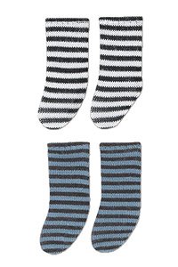 Picco D Border Socks II A Set (Black x White, Chocolate x Blue) (Fashion Doll)