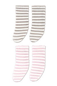 Picco D Border Socks II C Set (Gray Beige x White, Pink x White) (Fashion Doll)