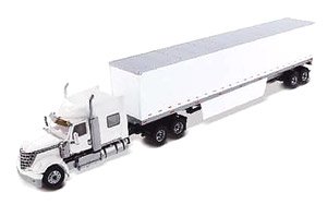 International Lone Star with Sleeper in White with 53` Dry Van Skirted Trailer (Diecast Car)