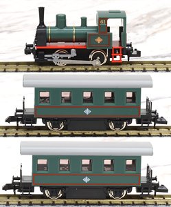 Pocket Line Series Steam Locomotive, Green (Chibi-loco Set `Steam Locomotive of Fun Town`) (3-Car Set) (Model Train)