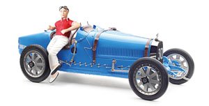 Bugatti T35 #30 Bright Blue w/Female Figurine (Diecast Car)
