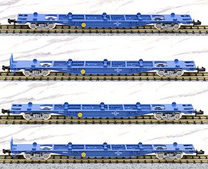 J.R. Container Wagon Type KOKI102/103 (New Color/without Container) (4-Car Set) (Model Train)