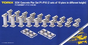 Concrete Pier Set P1 - P10 (10 Piers in Different Heights, 2 Pair) (Model Train)