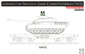 Jagdpanther G1 Early Production w/Zimmerit and Schwerer Plattformwagen Type Ssys (Plastic model)