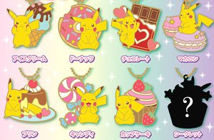 Pokemon Stained Glass Ball Chain Pikachu & Sweets (Set of 8) (Anime Toy)
