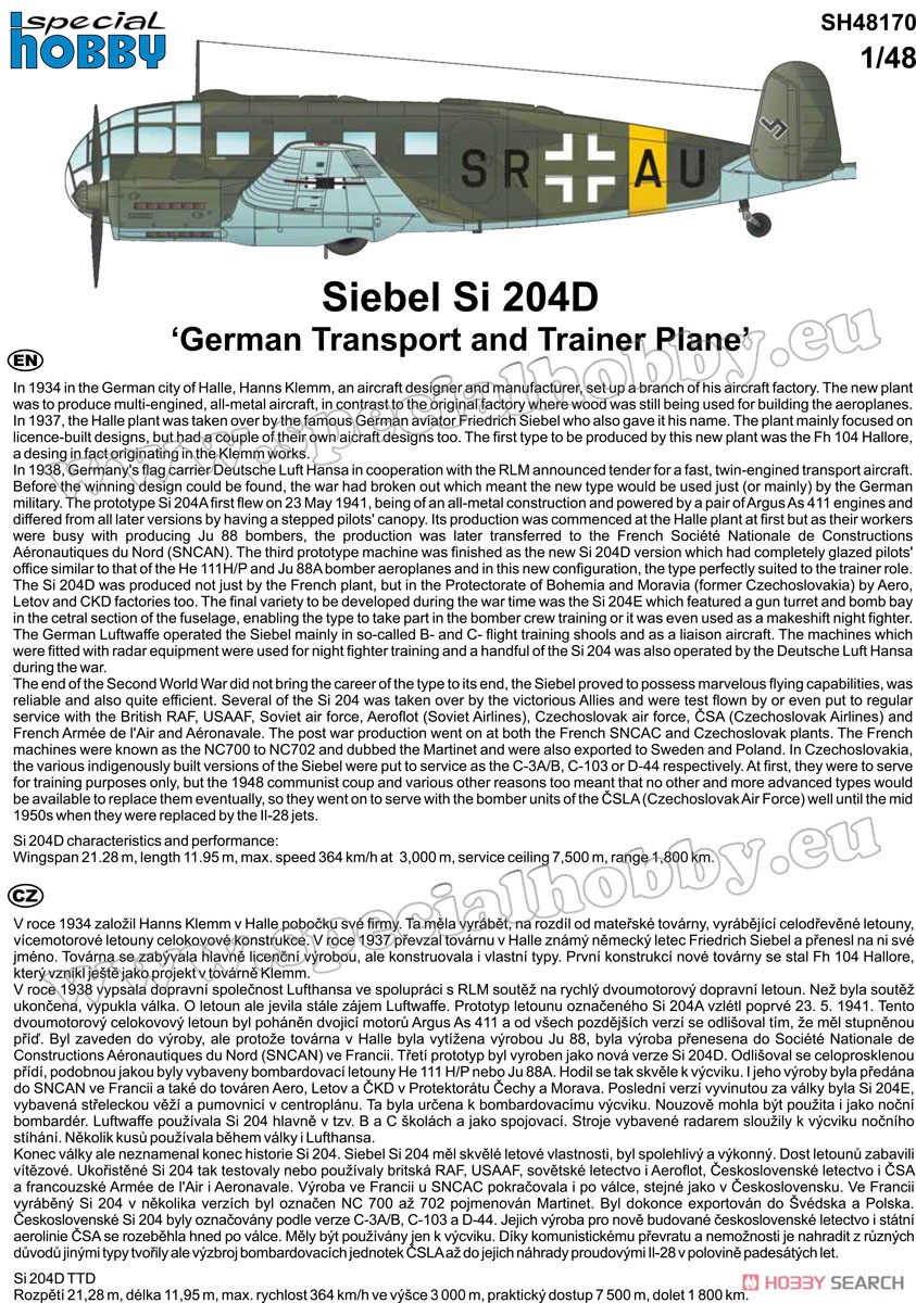 Siebel Si 204D `German Transport and Trainer Plane` (Plastic model) About item(Eng)1