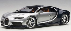 Bugatti Chiron 2017 (Metallic Silver / Dark Blue) (Diecast Car)