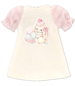 Easter T-shirt One-piece -by Maki- (Cream x Pink) (Fashion Doll)