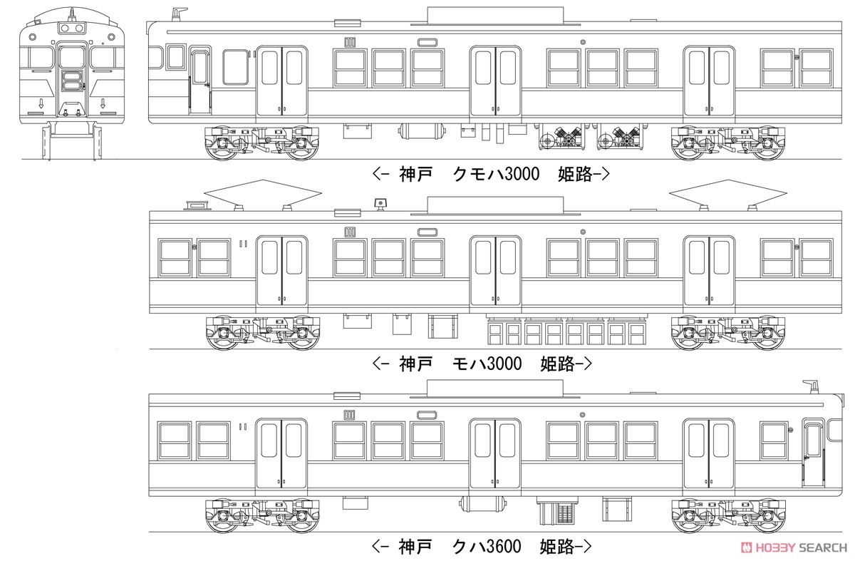 16番(HO) 山陽電鉄 3000系キット トップナンバー3両セット (3両・組み立てキット) (鉄道模型) その他の画像1